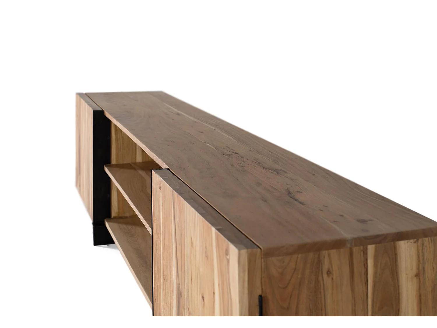 Meuble tv acacia et métal teinte naturelle