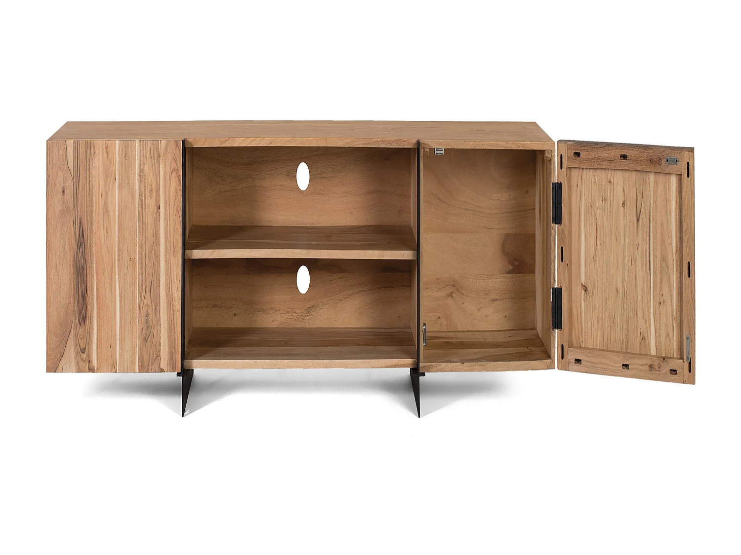 Meuble tv acacia et métal teinte naturelle