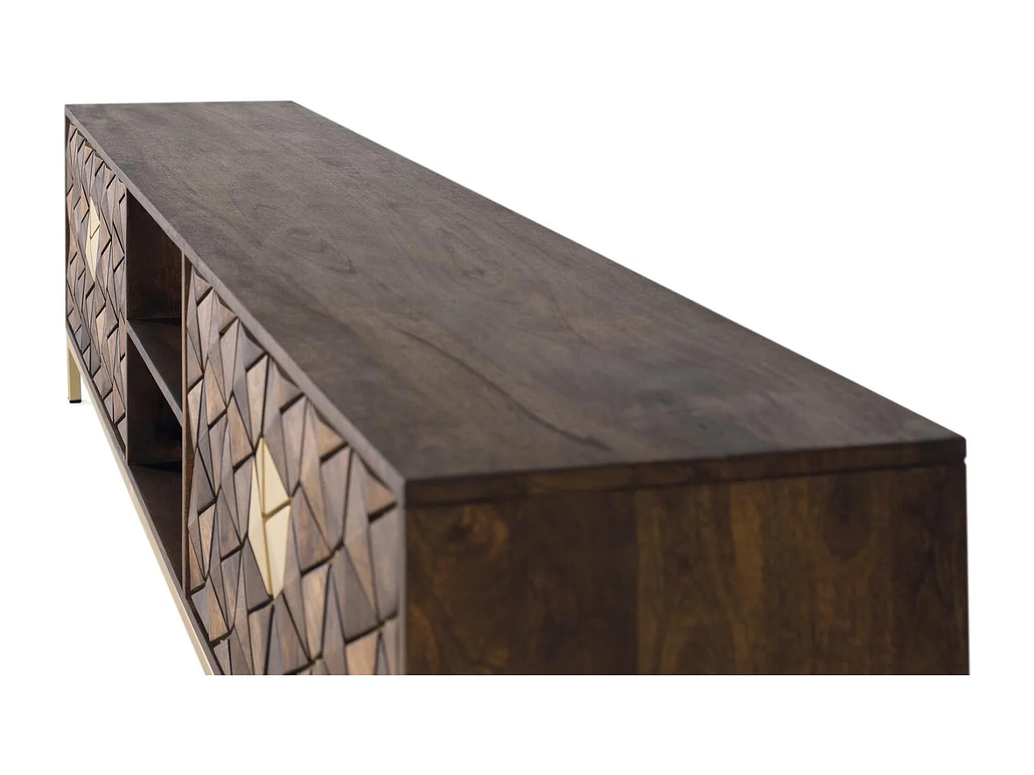 Meuble tv 4 portes manguier hout en metalen zool