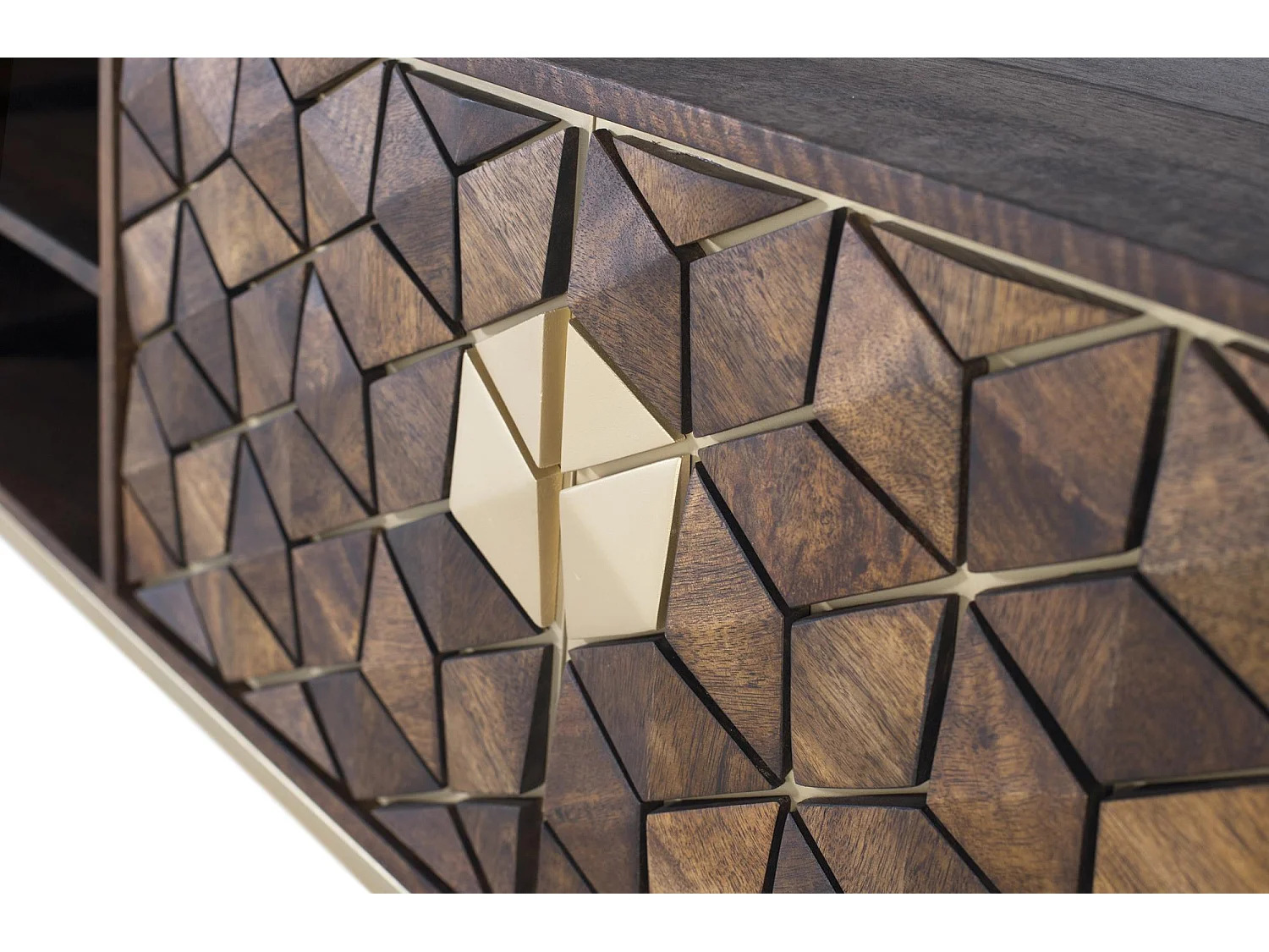 Meuble tv 4 portes manguier hout en metalen zool