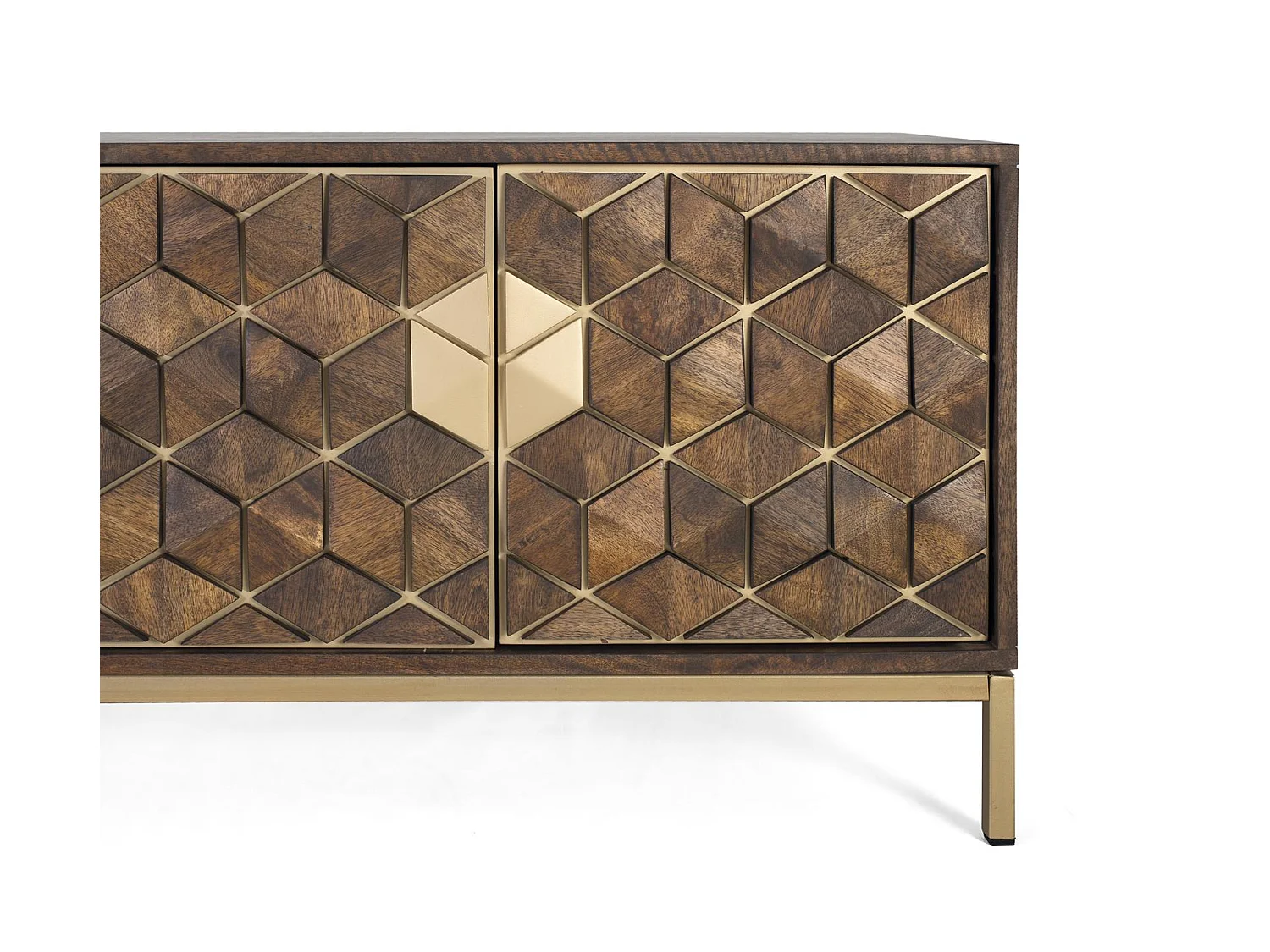 Tv-meubel van mangohout, 190 cm, rustieke moderne stijl - 50x190x40