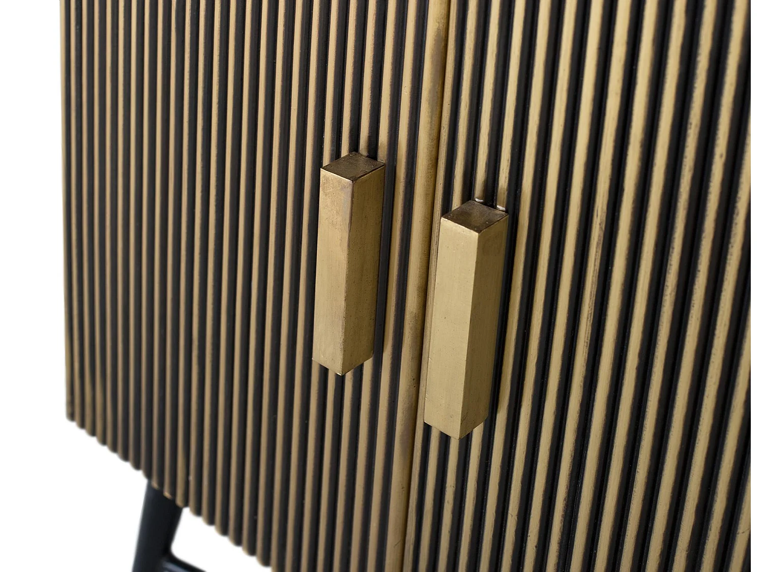 Buffet avec 4 portes en bois recouvert de bronze et plateau en marbre