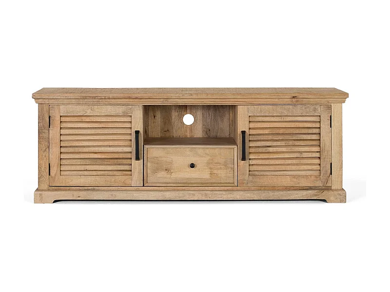 Meuble tv 2 portes et 1 tiroir bois massif de manguier