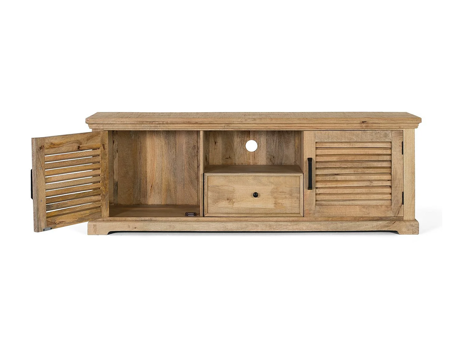 Meuble tv 2 portes et 1 tiroir bois massif de manguier