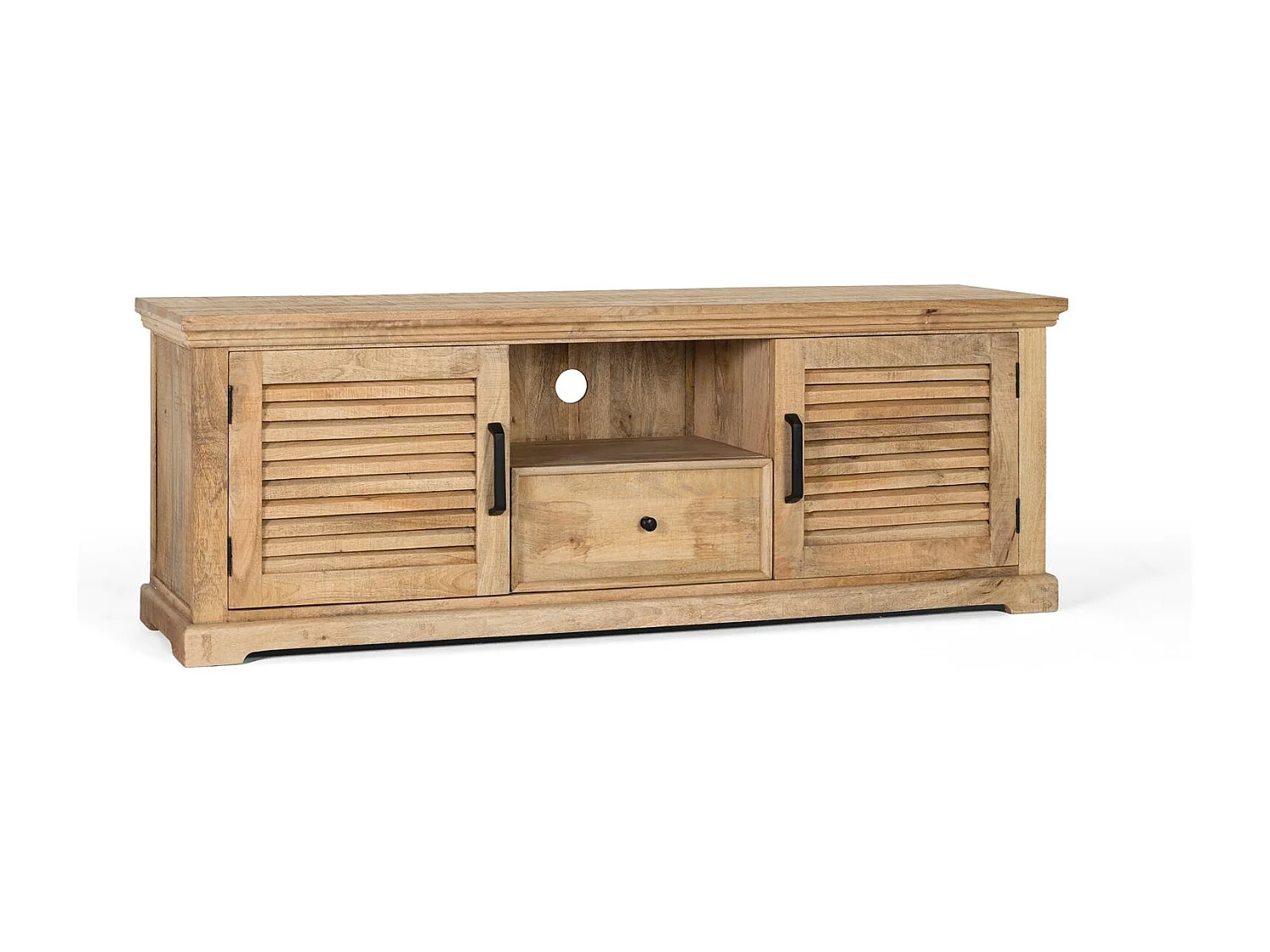 Meuble tv 2 portes et 1 tiroir bois massif de manguier