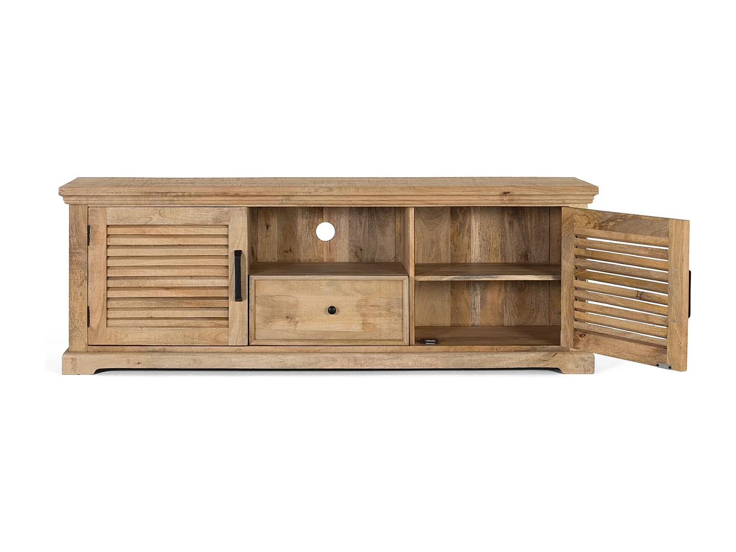 Meuble tv 2 portes et 1 tiroir bois massif de manguier