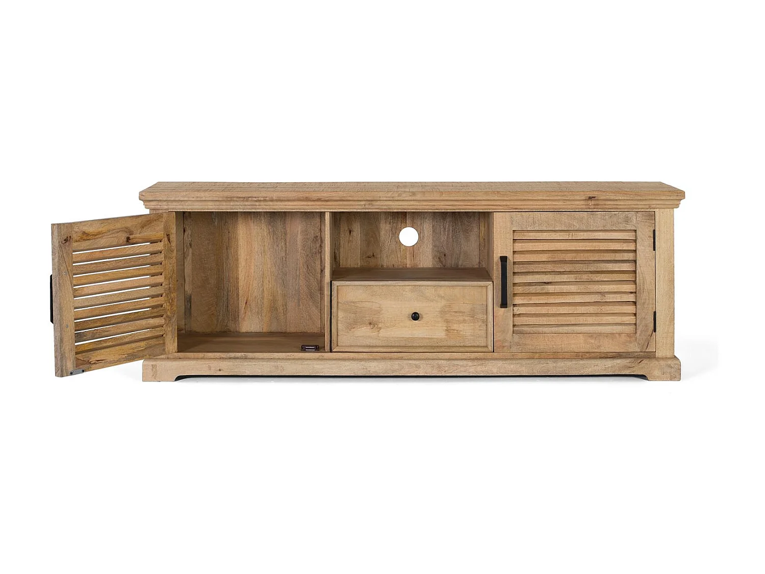 Meuble tv 2 portes et 1 tiroir bois massif de manguier