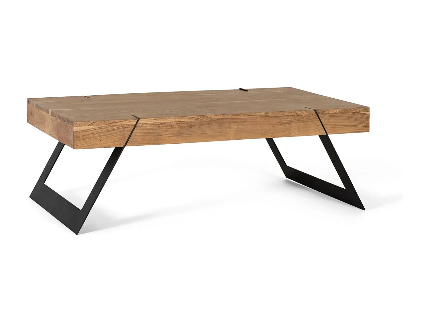 Base da mesa em acácia e metal com tonalidade natural