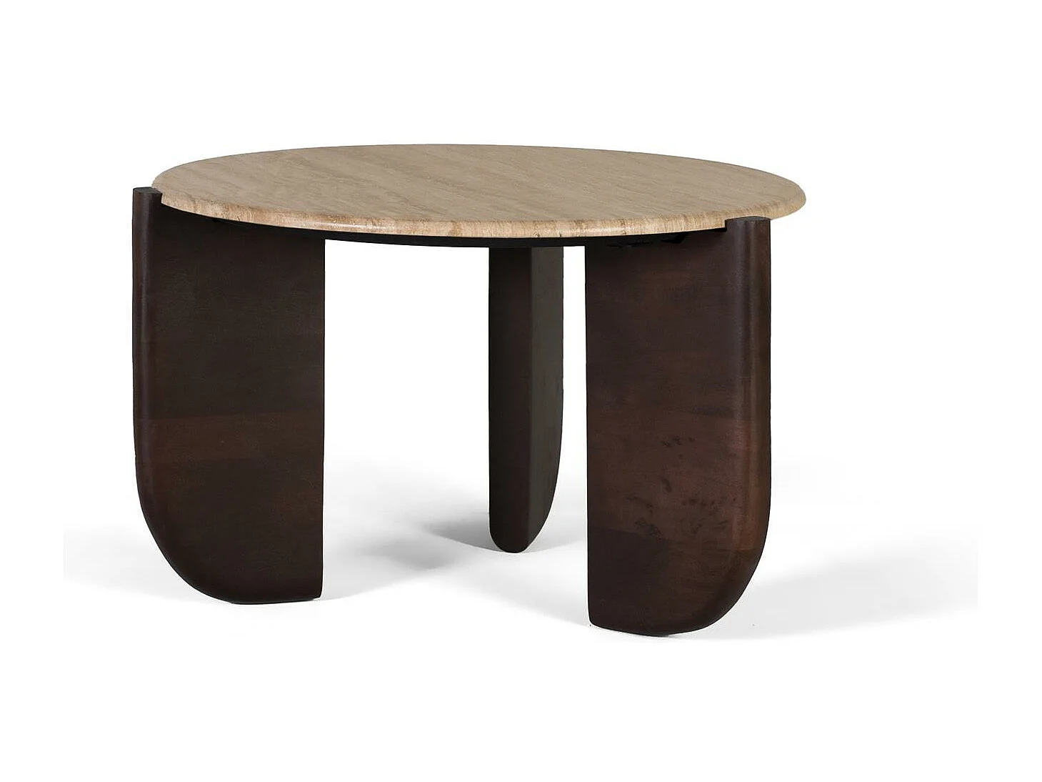 Table basse bois massif de manguier et plateau marbre