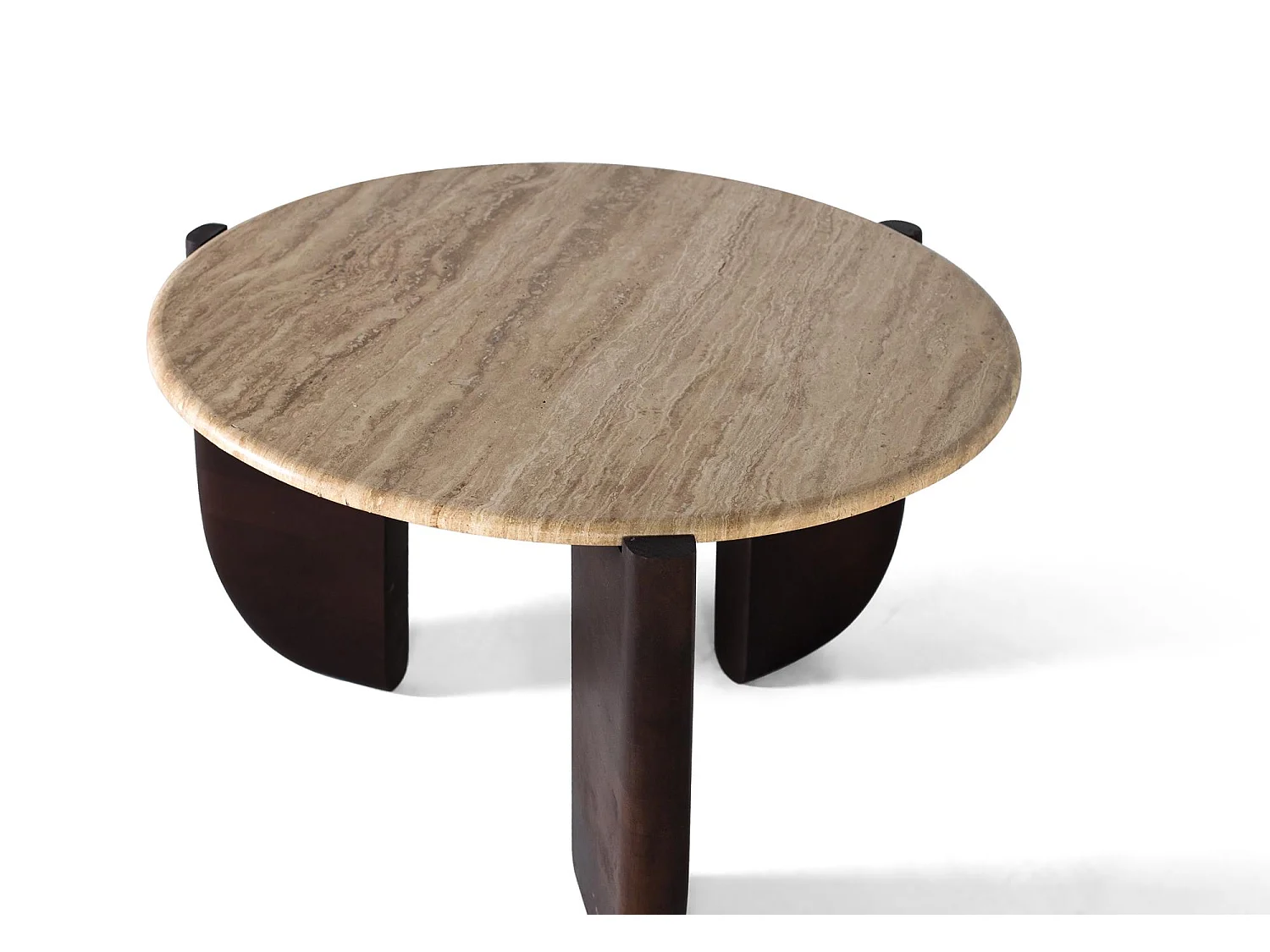 Table basse bois massif de manguier et plateau marbre