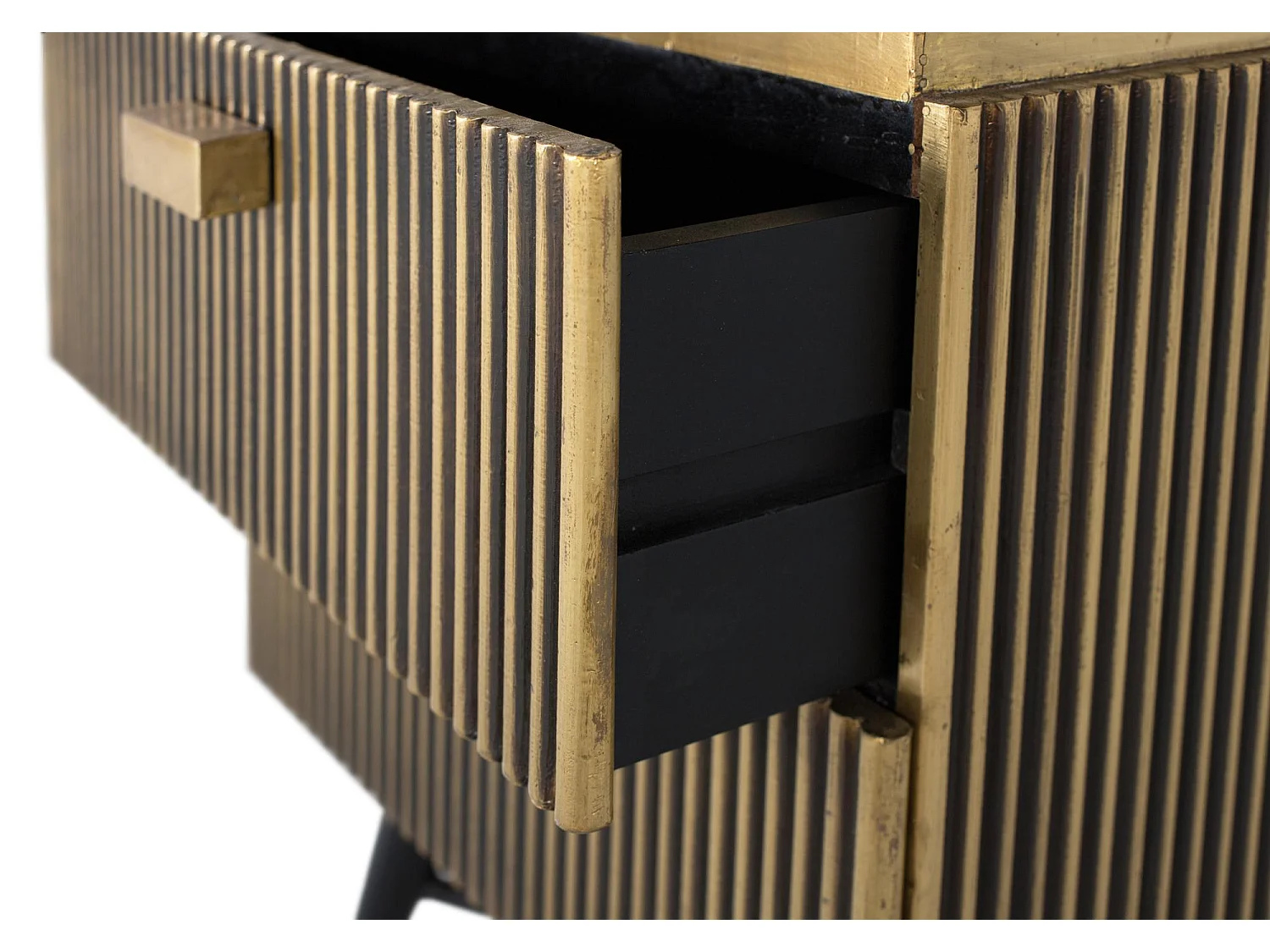 Nachttisch mit 2 Schubladen, handgefertigt aus Holz und Marmor