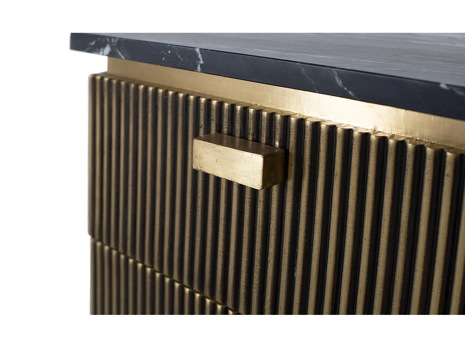 Table de chevet avec 2 tiroirs faite à la main en bois et marbre