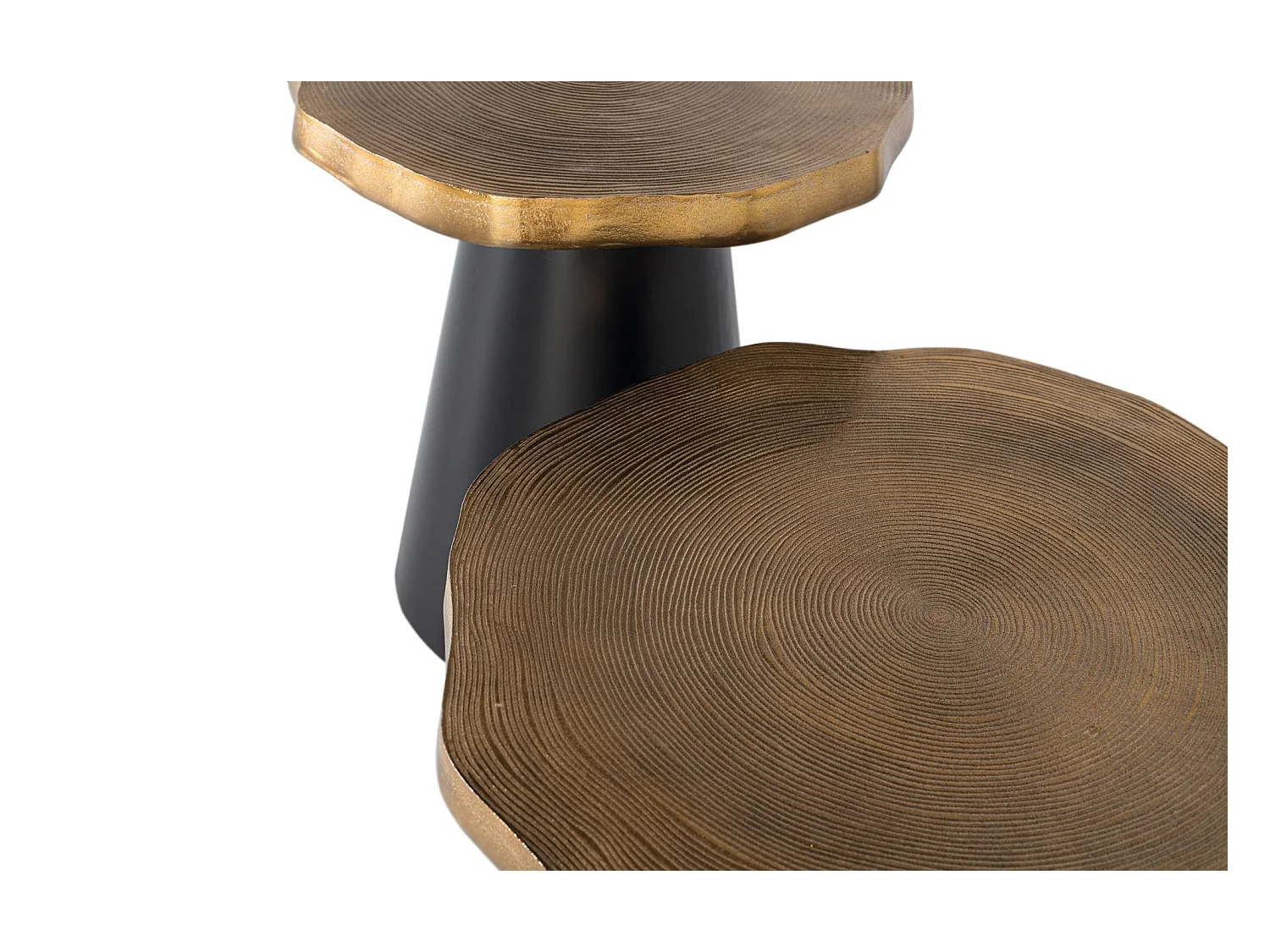 Set aus 2 Couchtischen aus Metall und gealtertem Kupfer