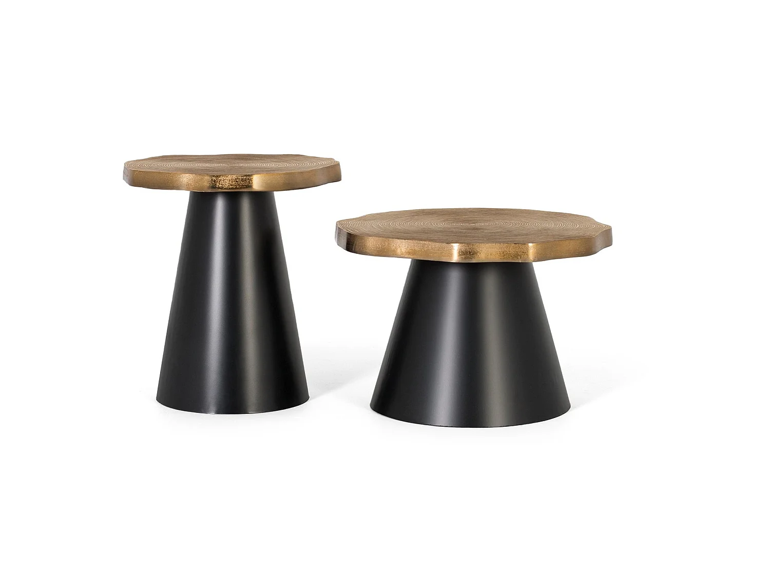 Grandes tables basses en aluminium (62 cm) et petites tables basses en aluminium (50 cm) - Style industriel moderne - 55 x 50 x 50