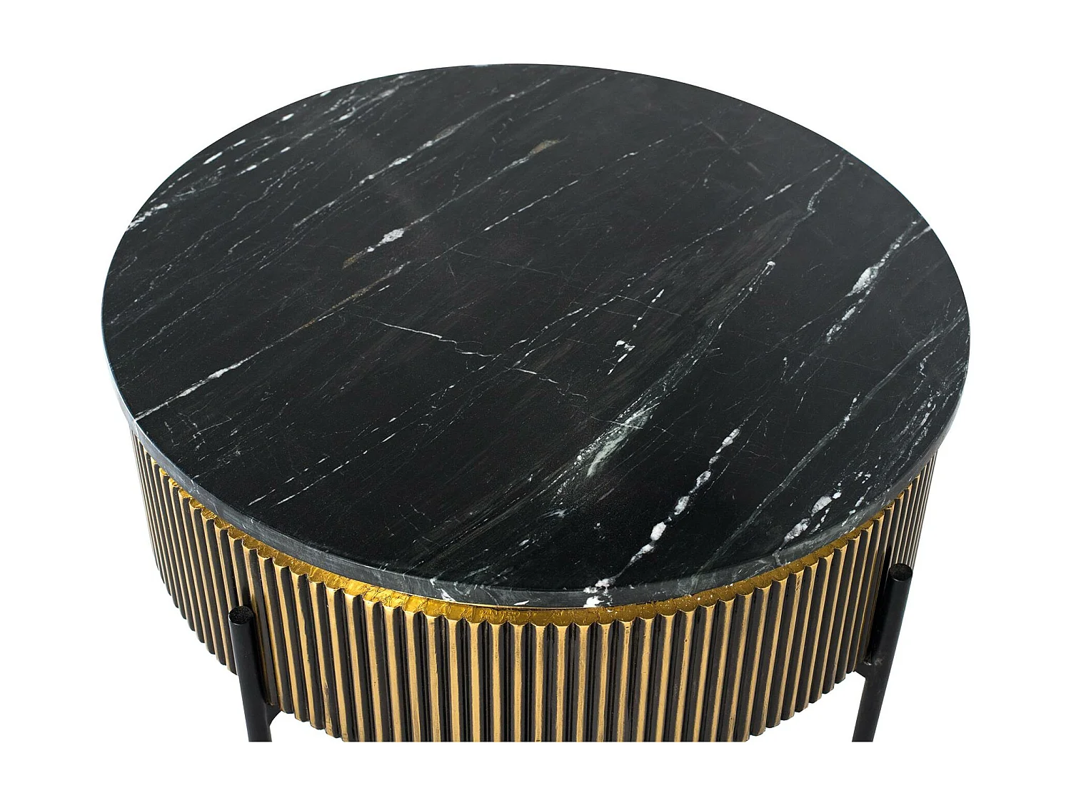 Table basse en bois recouverte de bronze et plateau en marbre