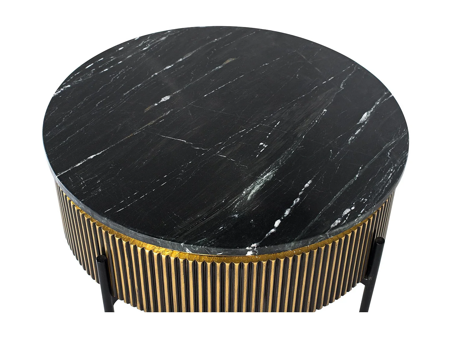 Table basse en bois recouverte de bronze et plateau en marbre