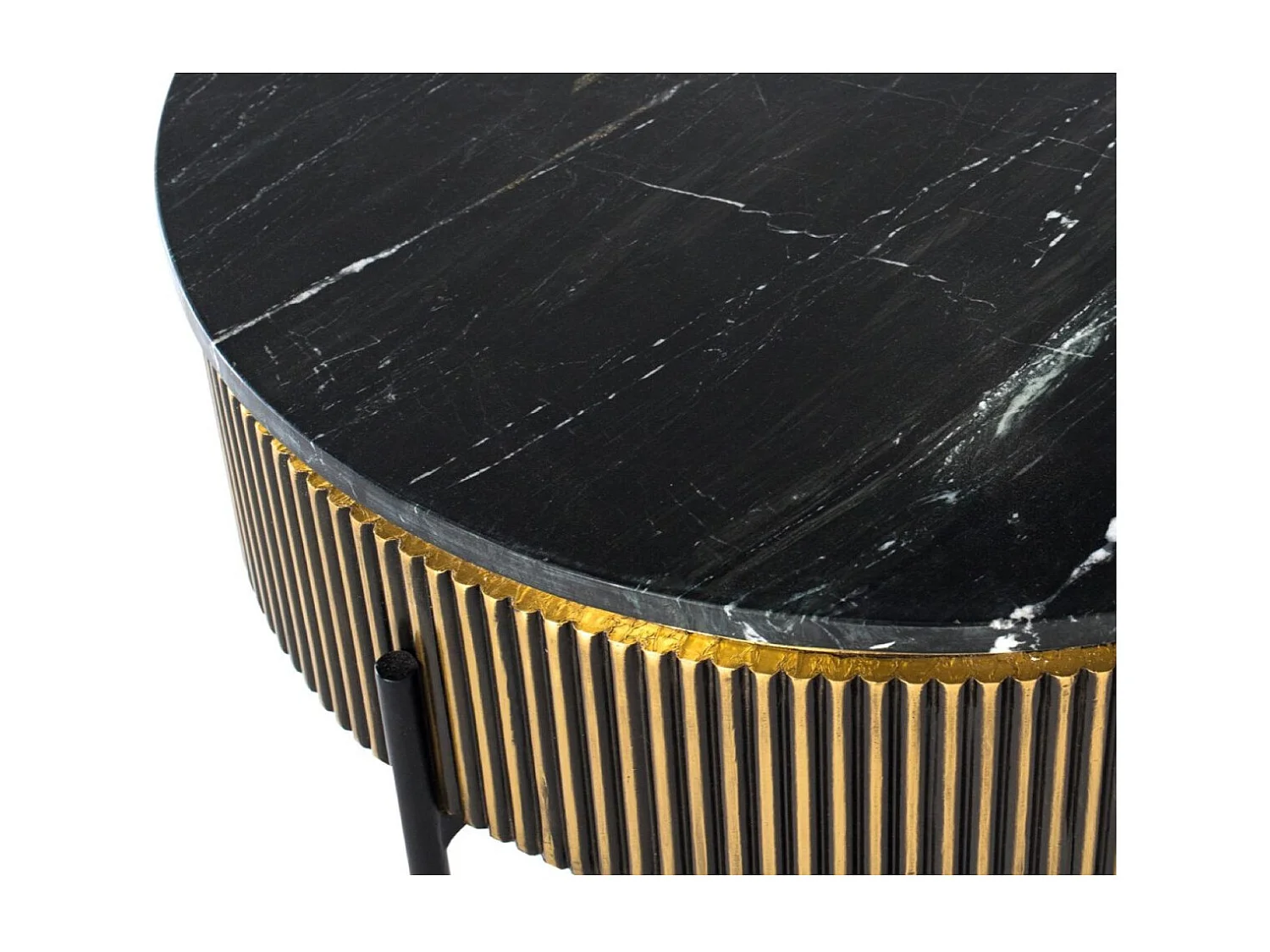 Mesa de centro de madera revestida en bronce y tapa de mármol