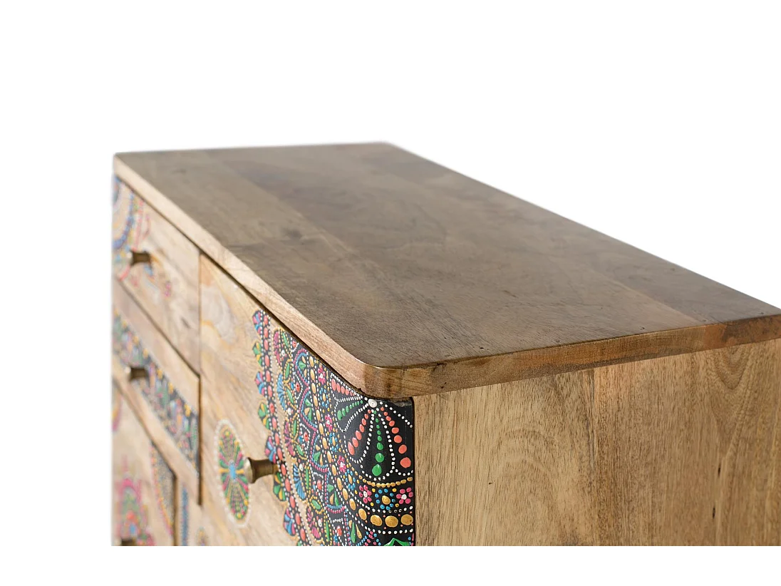 Cassettiera in legno di mango dipinta a mano