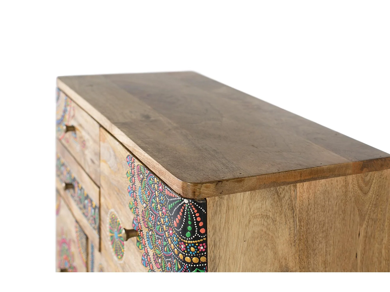 Cassettiera in legno di mango dipinta a mano