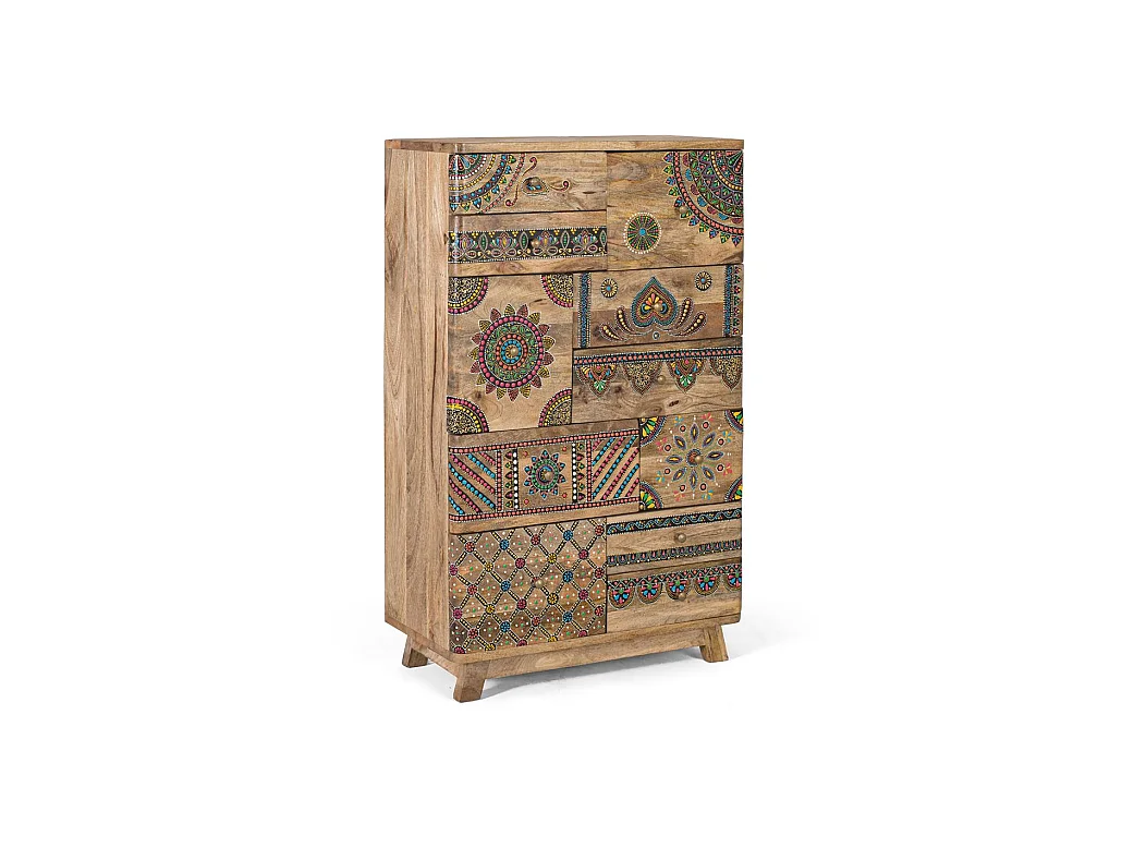Commode en bois manguier peint à la main