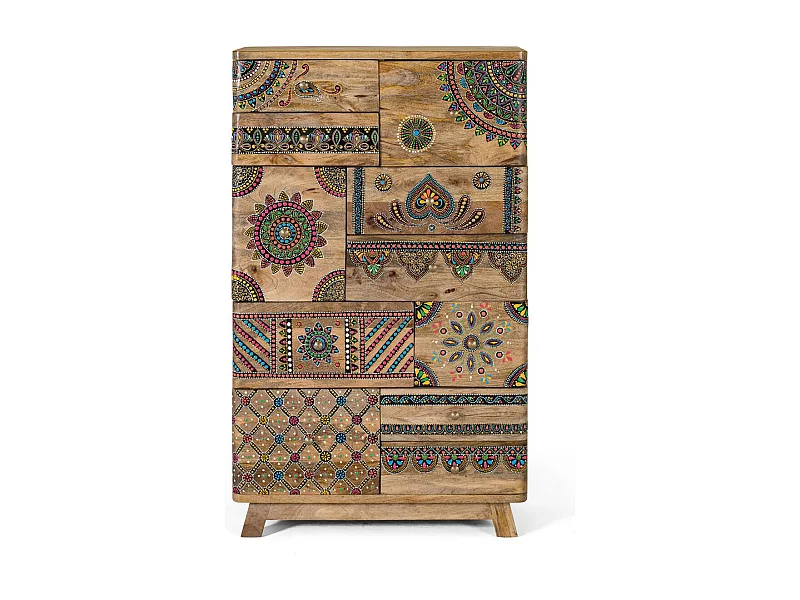 Commode en bois manguier peint à la main