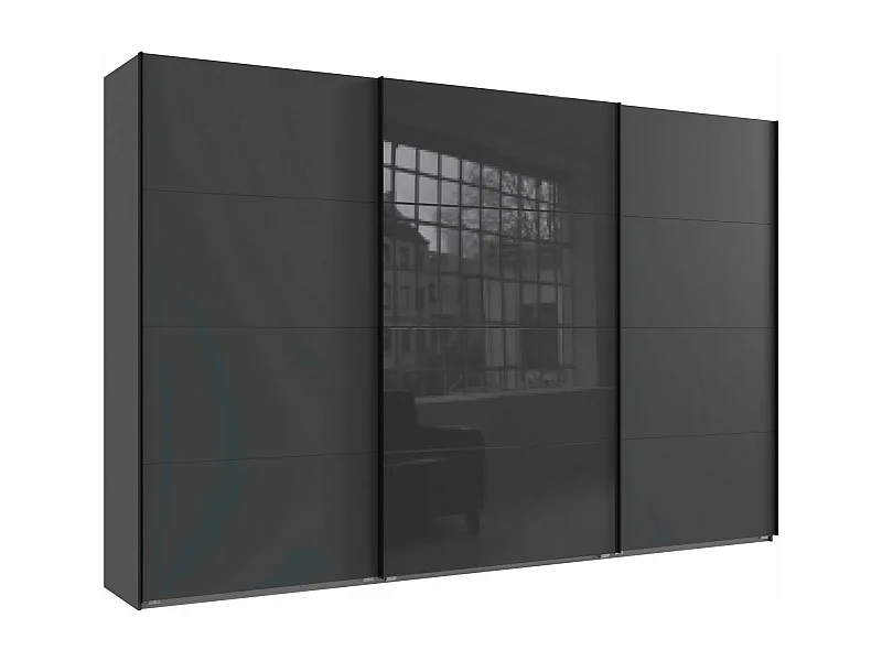 SCHWEBETÜRENSCHRANK Norderstedt Graphit / Glasgrau 360 / 64 / 236cm