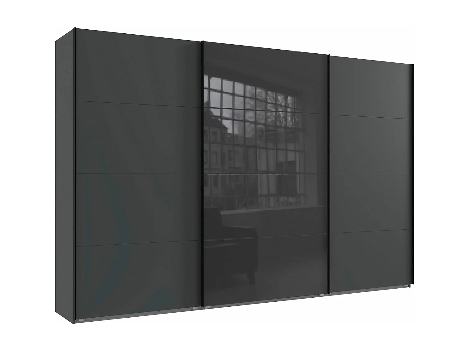 SCHWEBETÜRENSCHRANK Norderstedt Graphit / Glasgrau 360 / 64 / 236cm
