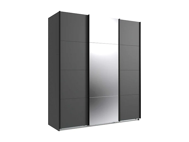 SCHWEBETÜRENSCHRANK Norderstedt Graphit / Spiegel 225 / 64 / 210cm