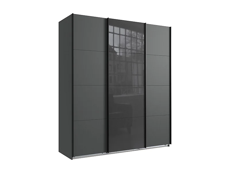 SCHWEBETÜRENSCHRANK Norderstedt Graphit / Glasgrau 180 / 64 / 210cm