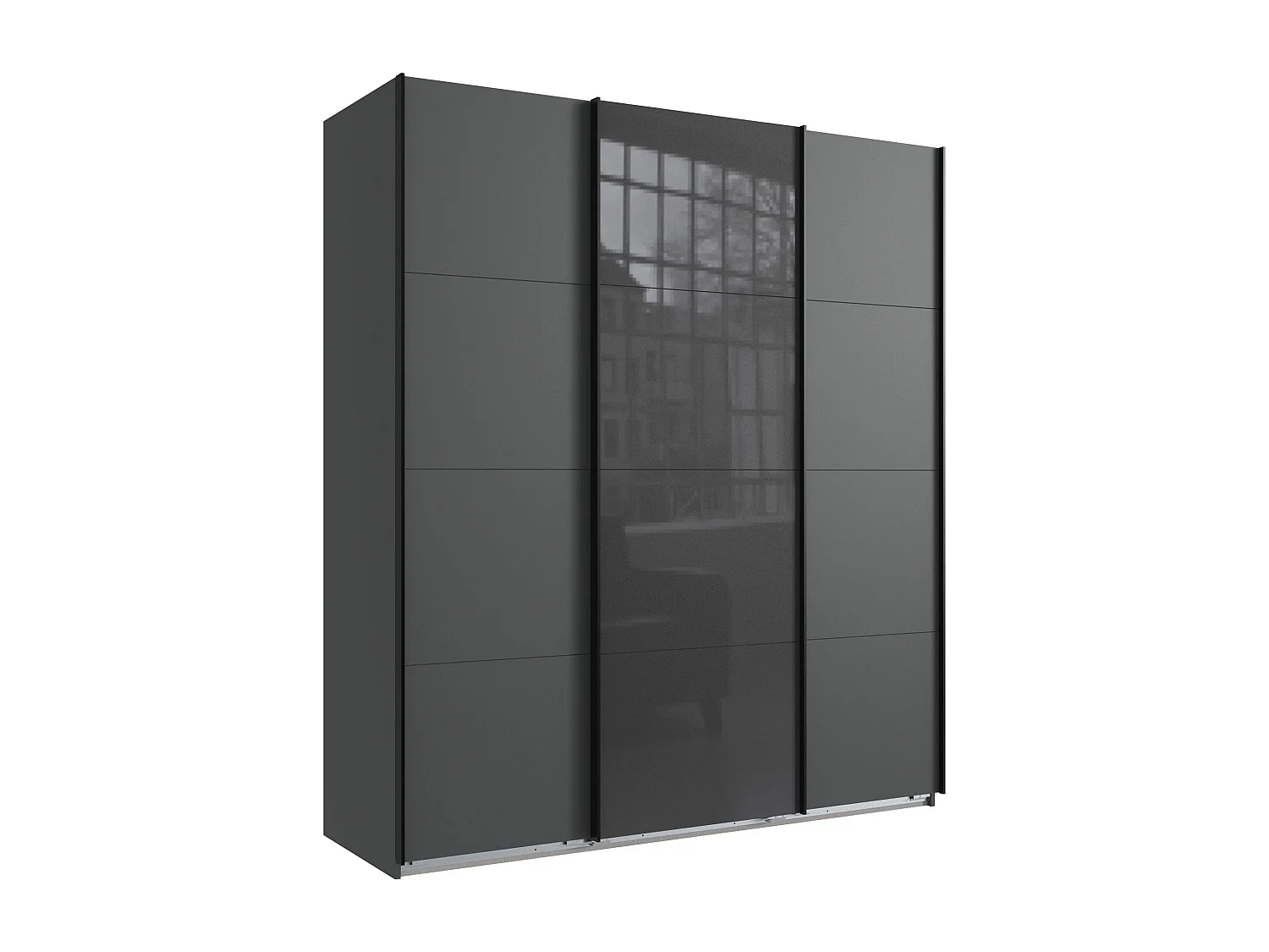 SCHWEBETÜRENSCHRANK Norderstedt Graphit / Glasgrau 180 / 64 / 210cm