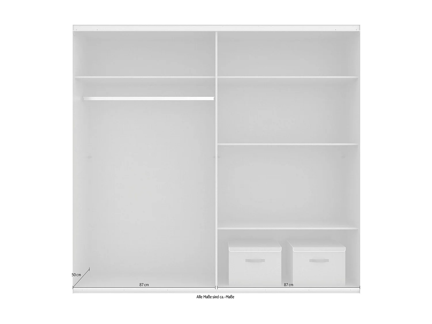 SCHWEBETÜRENSCHRANK Norderstedt Weiß / Spiegel 225 / 64 / 210cm