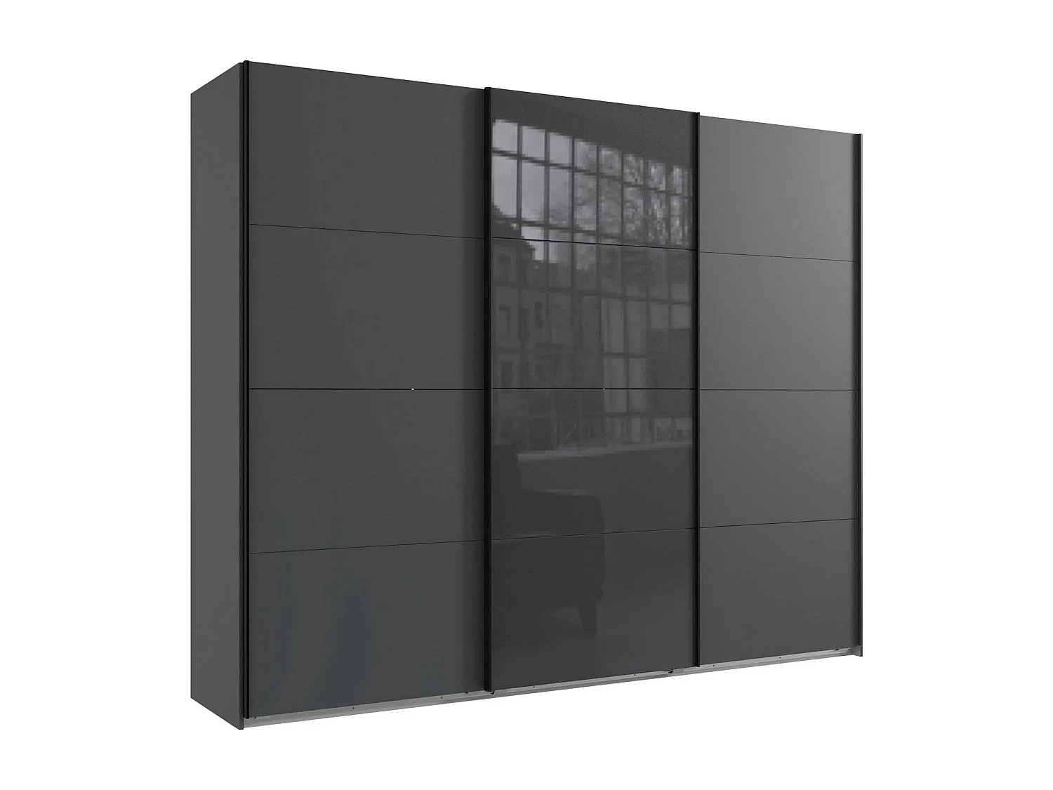 SCHWEBETÜRENSCHRANK Norderstedt Graphit / Glasgrau 270 / 64 / 210cm