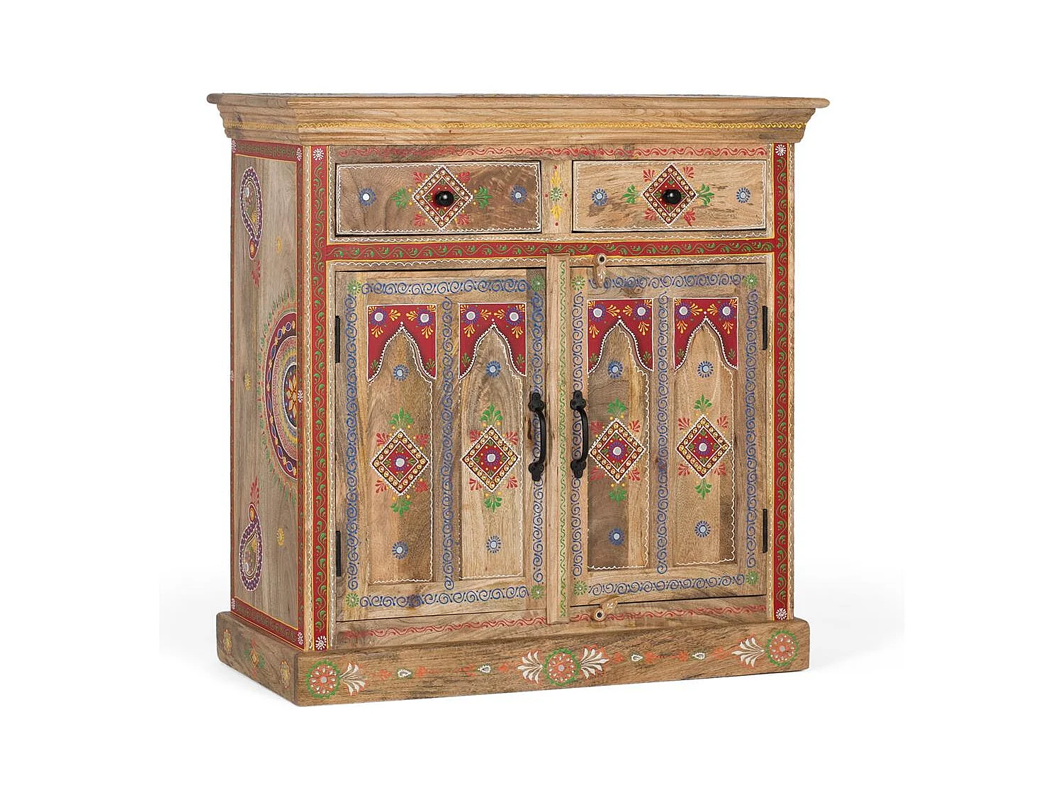 Credenza con 2 cassetti e 2 ante dipinte a mano