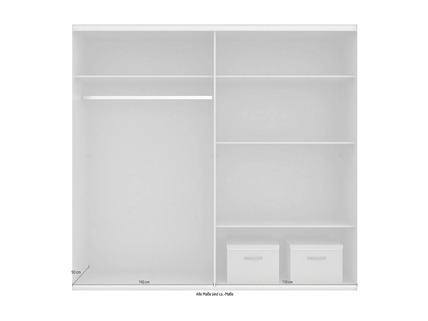 SCHWEBETÜRENSCHRANK Norderstedt Weiß / Glasschwarz 225 / 64 / 210cm