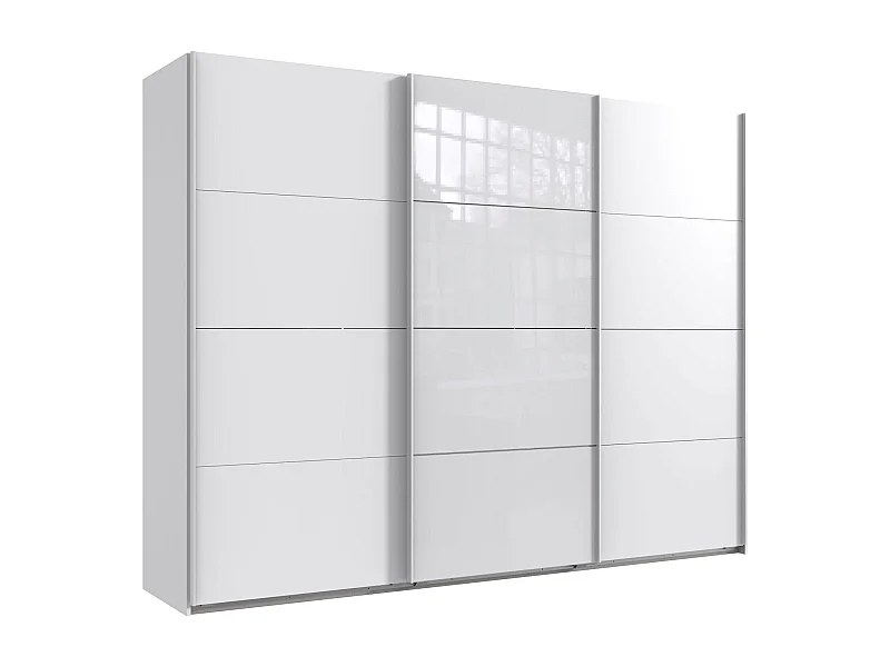 SCHWEBETÜRENSCHRANK Norderstedt Weiß / Glasweiß 313 / 64 / 236cm