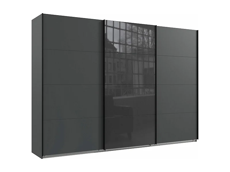 SCHWEBETÜRENSCHRANK Norderstedt Graphit / Glasgrau 313 / 64 / 236cm