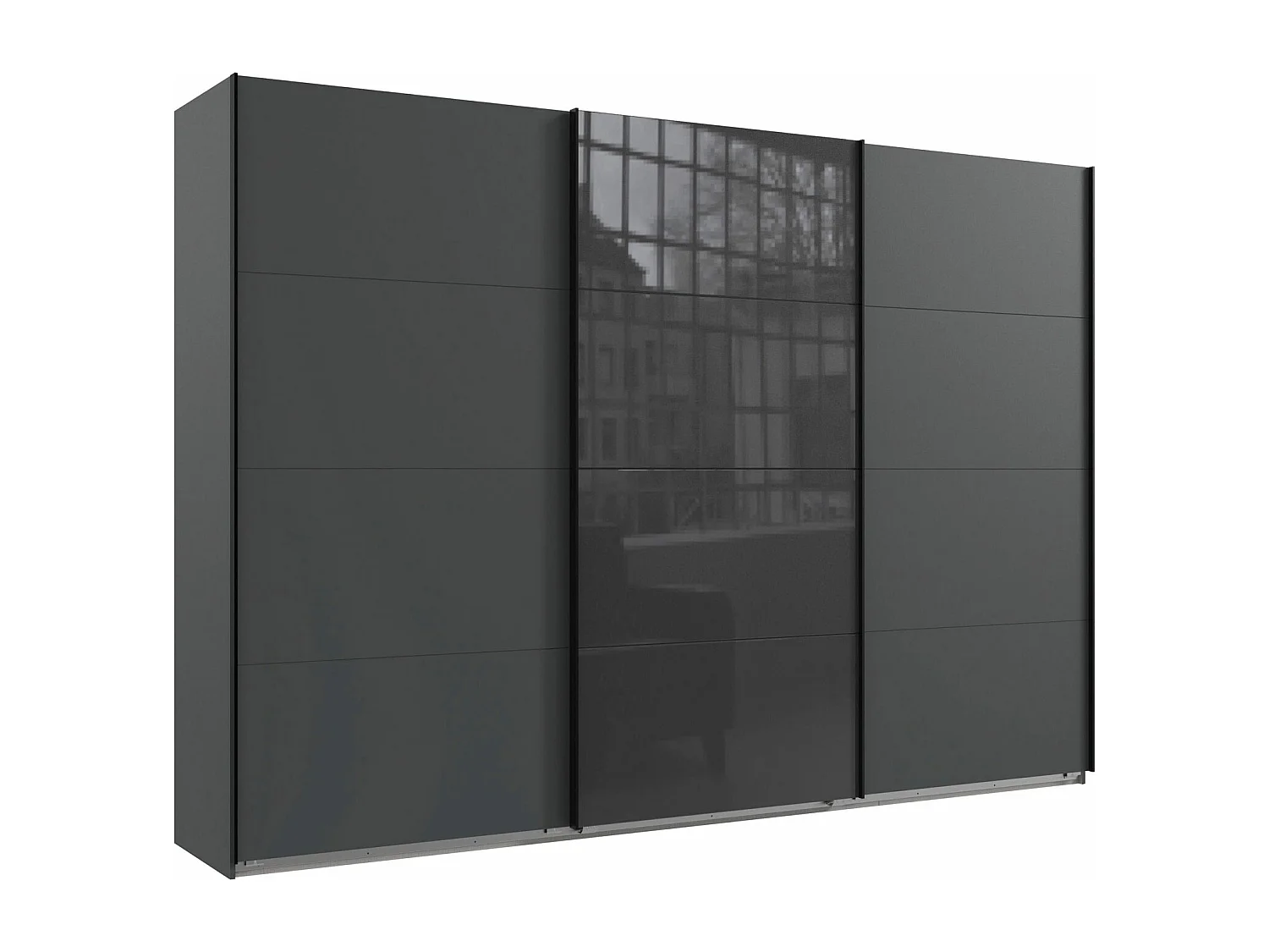 SCHWEBETÜRENSCHRANK Norderstedt Graphit / Glasgrau 313 / 64 / 236cm