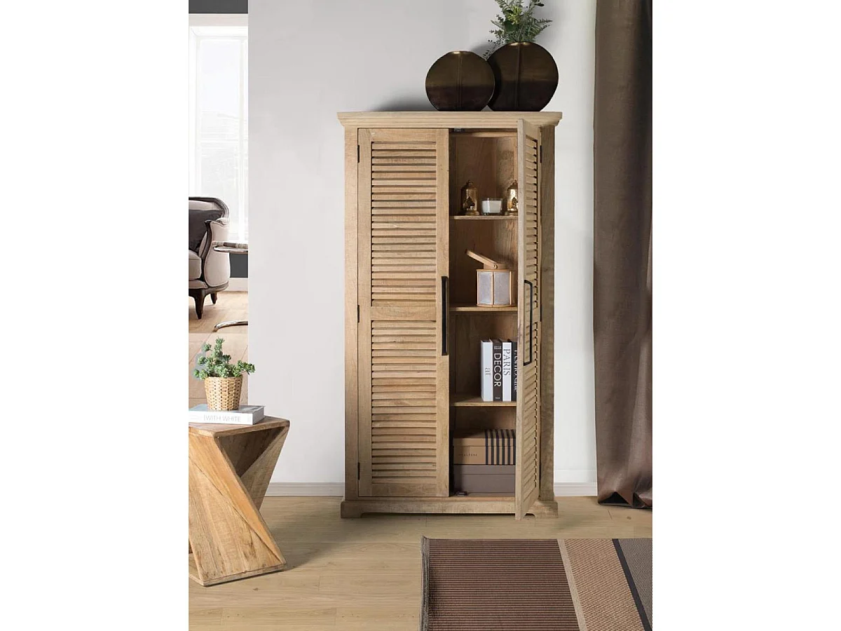 Kleiderschrank aus Mangoholz, 100 cm, moderner Landhausstil - 180 x 100 x 40