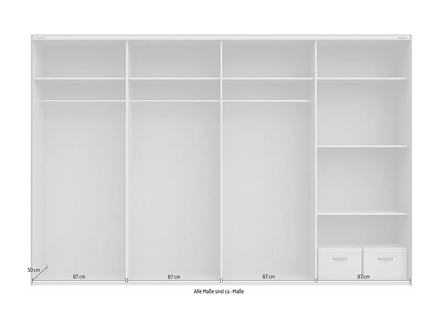 SCHWEBETÜRENSCHRANK Norderstedt Weiß / Glasschwarz 360 / 64 / 236cm