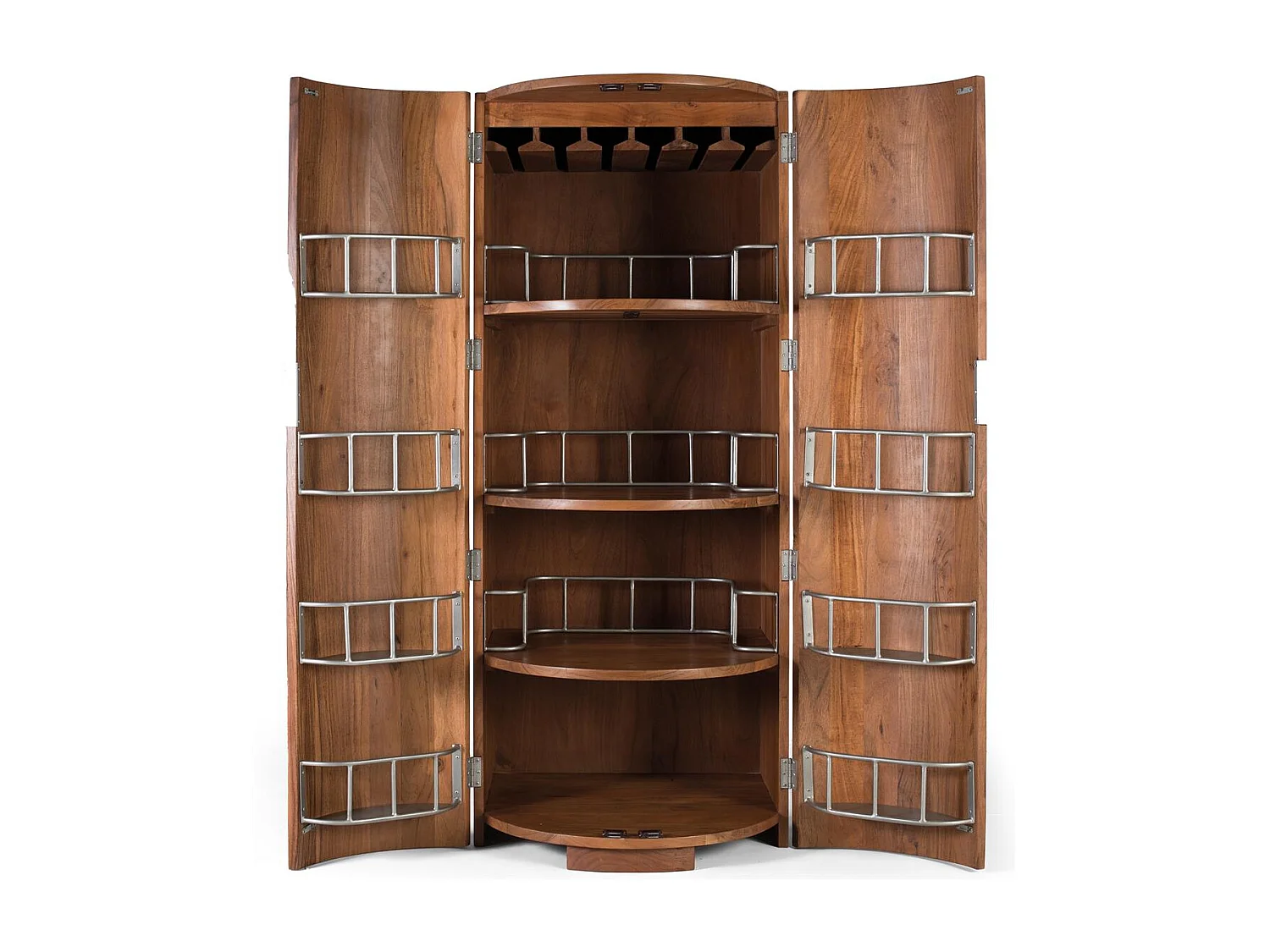 Meuble bar à 2 portes en bois d'acacia massif