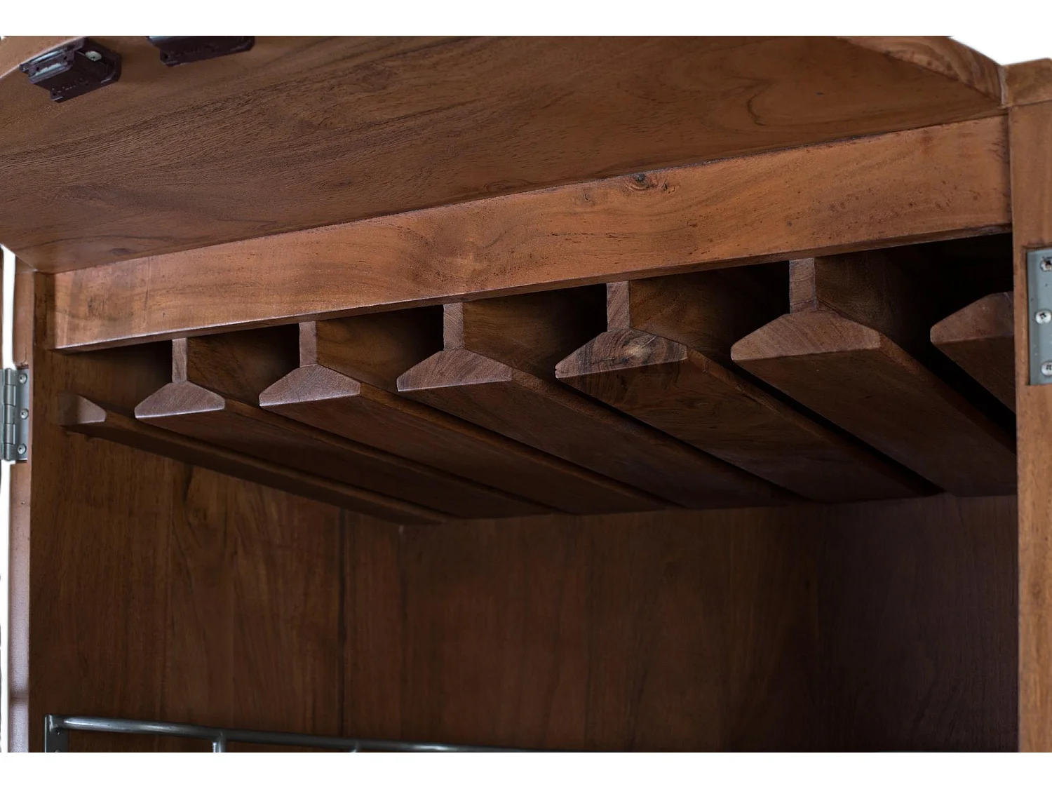 Meuble bar à 2 portes en bois d'acacia massif