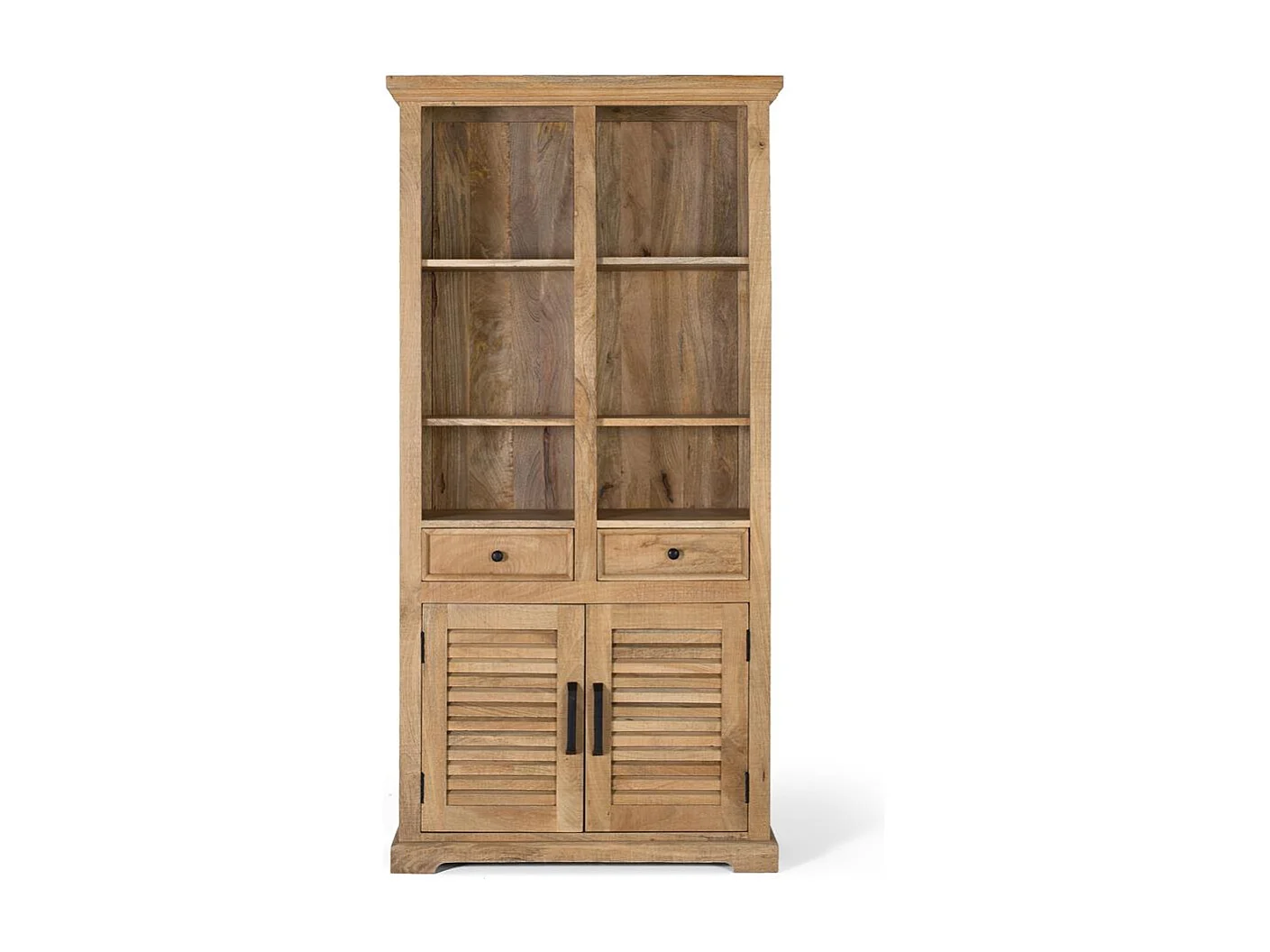 Bibliothèque en bois de manguier naturel sculpté à la main