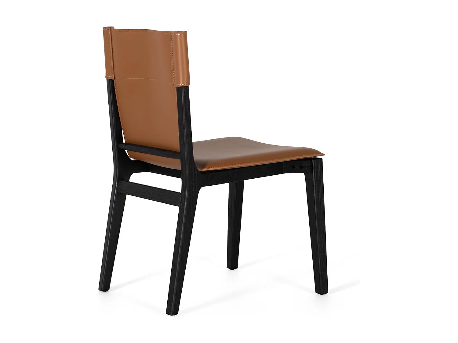 Ensemble de 2 chaises recouvertes de cuir synthétique et pieds noirs