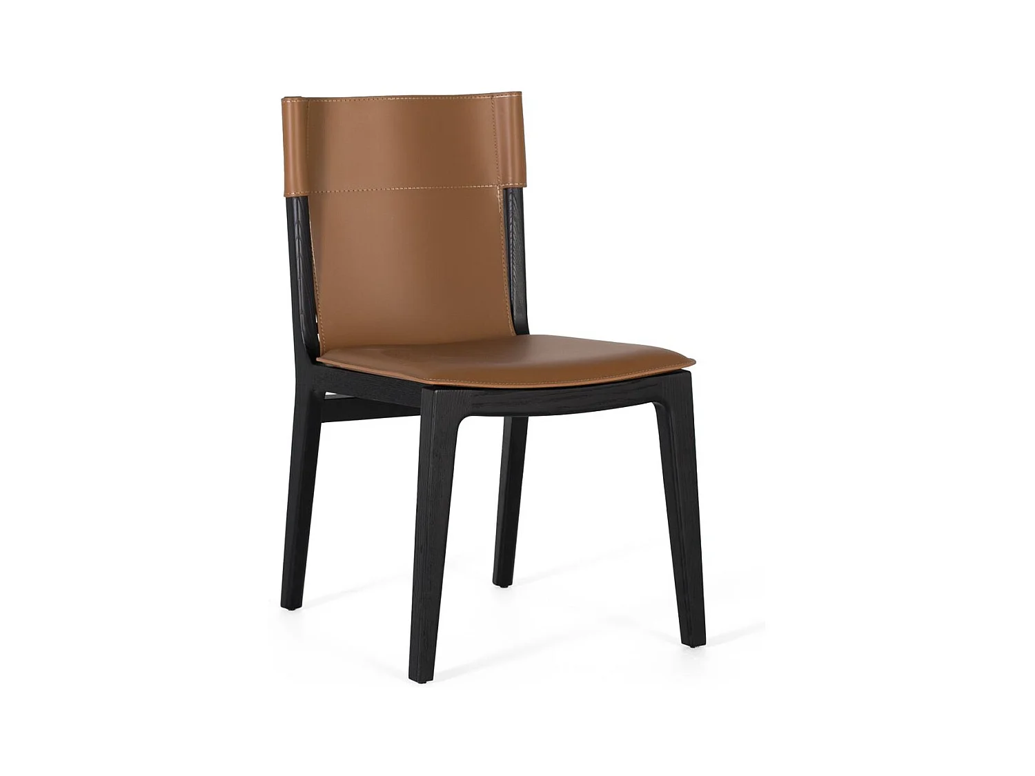 Ensemble de 2 chaises recouvertes de cuir synthétique et pieds noirs