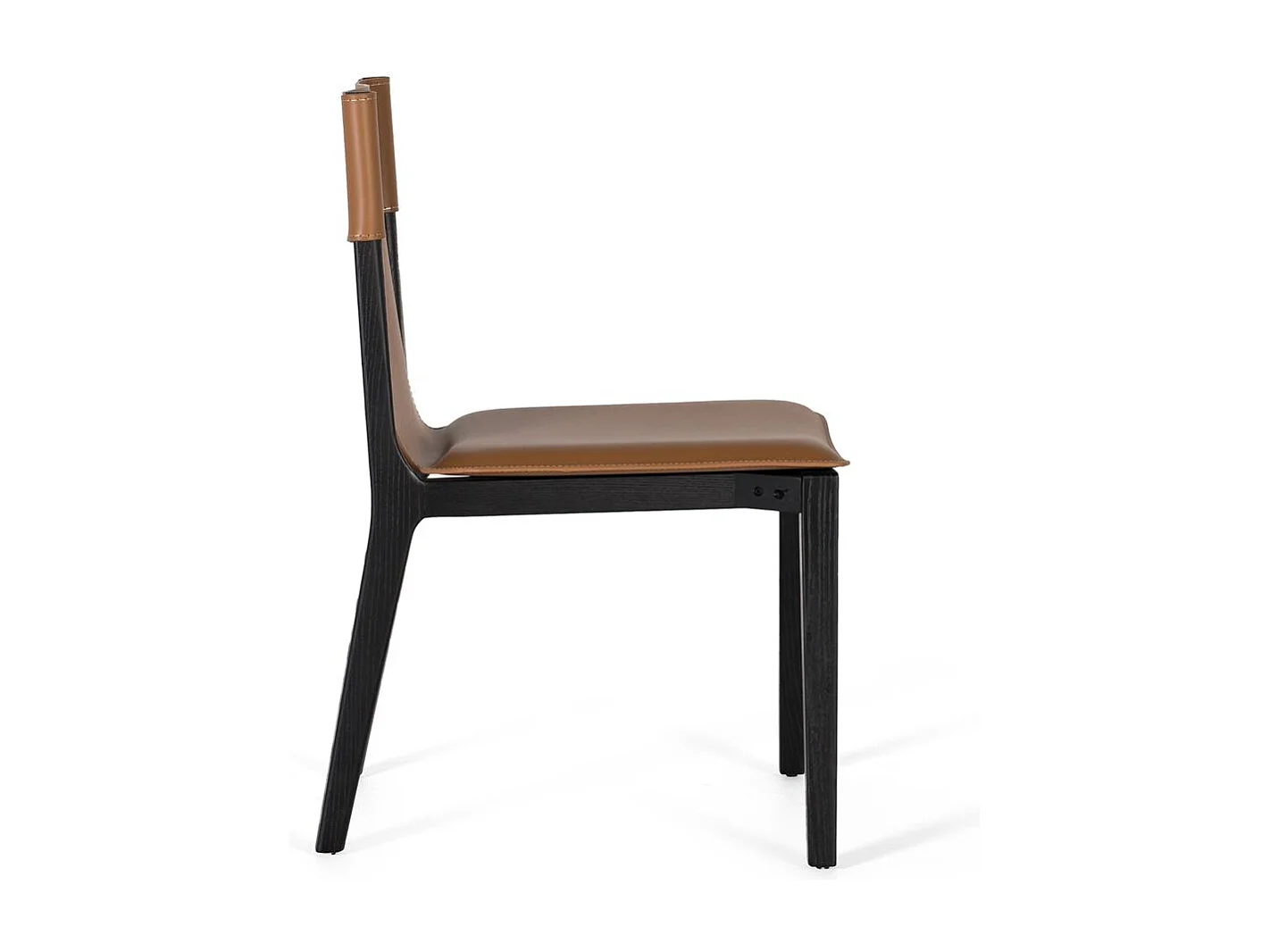 Ensemble van 2 beklede chaise longues in synthetisch leer en zwarte bonte bekleding