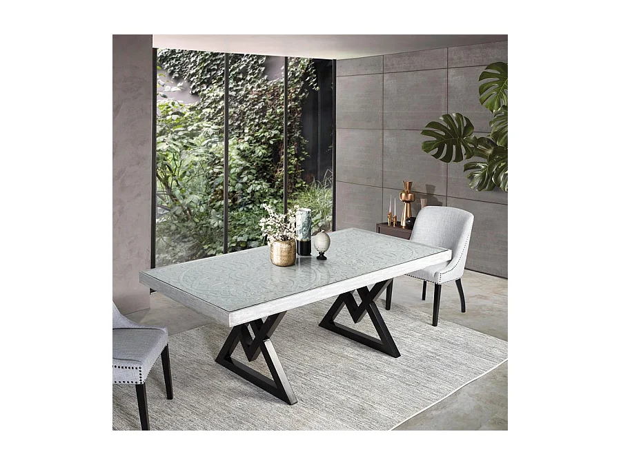 Table à manger rectangulaire en bois de manguier 200 cm