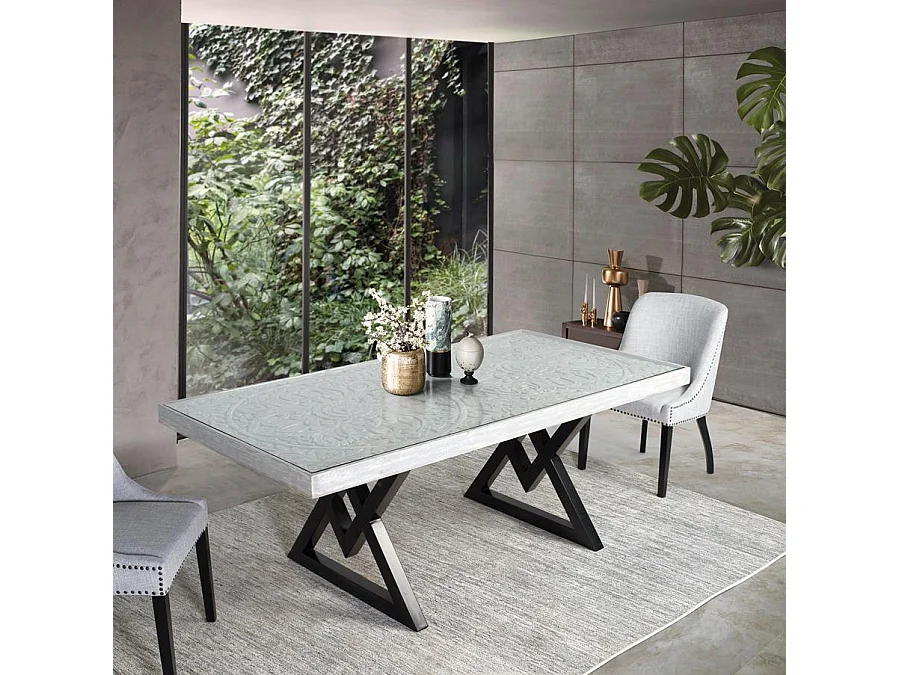 Table à manger rectangulaire en bois de manguier 200 cm