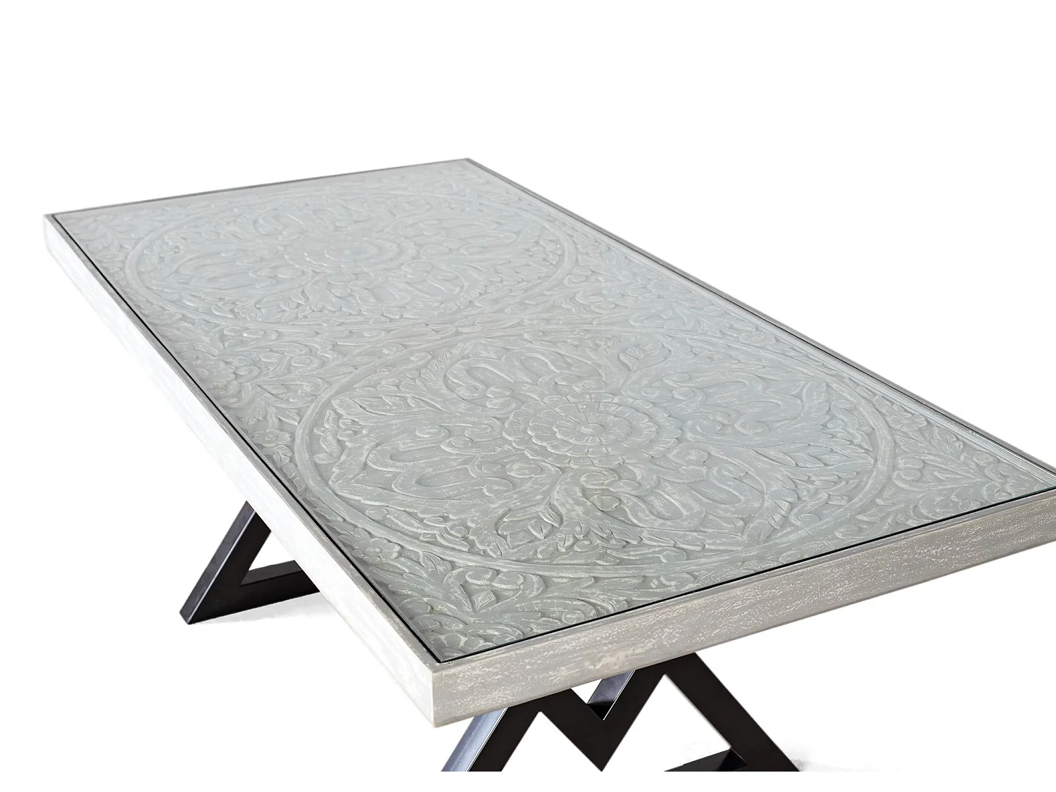 Tables de salle à manger en bois de manguier massif 200 cm, style rustique contemporain - 76 x 200 x 100