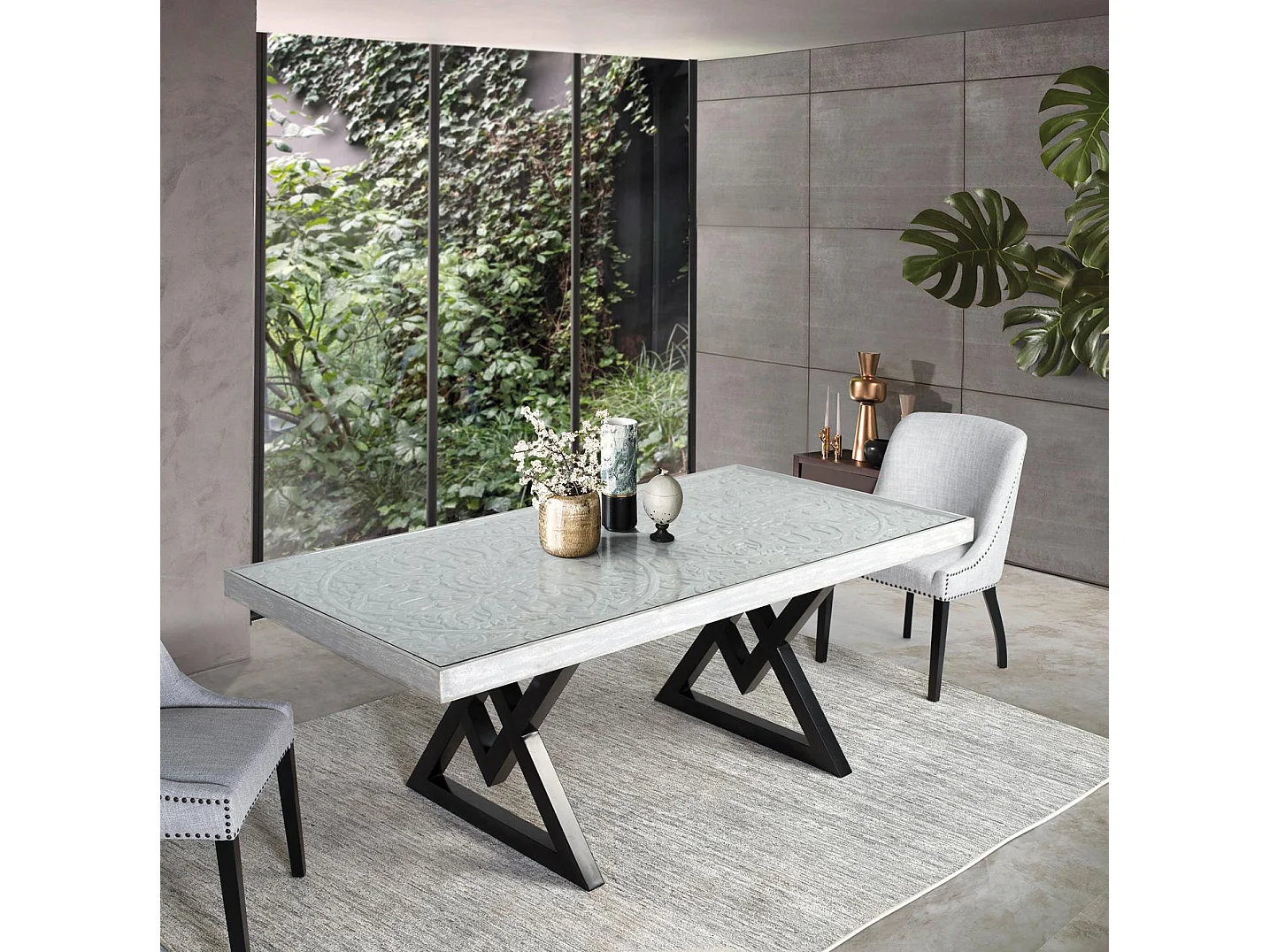 Tables de salle à manger en bois de manguier massif 200 cm, style rustique contemporain - 76 x 200 x 100