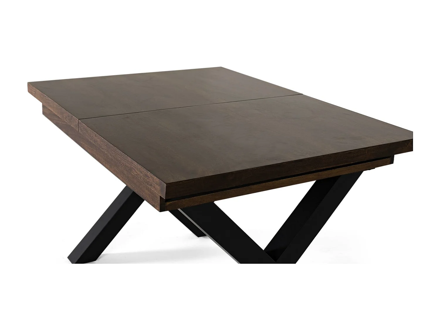 Ausziehbarer Tisch aus Mangoholz und Metallbeinen